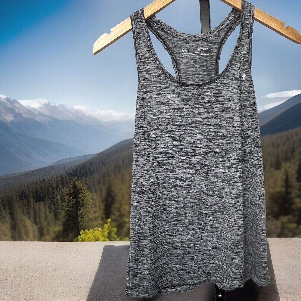 Under Armour Top Racerback Tank Heatgear Wicking Women XS Gray Athletic‎ Sports